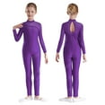 thumbnail image 1 of Sholeno Kids Girl's Turtleneck Rhinestone Long Sleeve Full Body Jumpsuit Gymnastics Ballet Dance Leotard Unitard Purple 6, 1 of 6