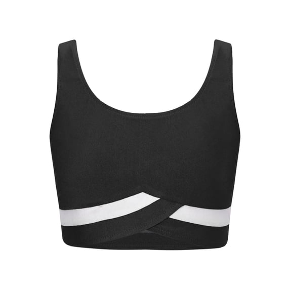 Sholeno Kids Girls Athletic Sports Vest Top Soft Crop Cami Sleeveless Shirt Bra Tops Gymnastics Black 6