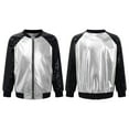 thumbnail image 1 of Sholeno Kids Girls Bomber Jacket Shiny Sequin Raglan Long Sleeve Zip Up Jackets Hip Hop Dancewear Silver 12, 1 of 7