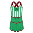 thumbnail image 1 of Sholeno Kids Girls Christmas Sequins Dance Jumpsuit Leotard Stripes Print Santa Candy Cane Dress Up Green 12, 1 of 5