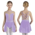 thumbnail image 1 of Sholeno Kids Girls Latin Lyrical Dance Dress Shiny Rhinestone Crisscross Back Ballet Leotard Dress Dancewear Light Purple 16, 1 of 6