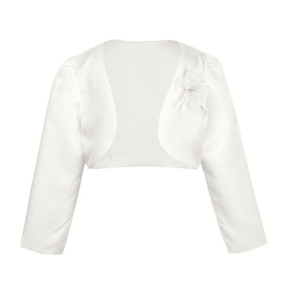 Sholeno Kids Girls Long Sleeve Bolero Shrug Cardigan Formal Jacket Wedding Pageant Dress Cover Up Ivory 12-18 Months