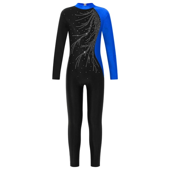 Sholeno Kids Girls Long Sleeve Gymnastics Leotards Sparkle Ballet Dance Unitards Tumbling Outfits Blue 6