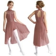 thumbnail image 1 of Sholeno Kids Girls Lyrical Dance Dress Sparkly Sleeveless Mock Neck Figure Skating Tulle Skirted Leotard Dusty Pink 16, 1 of 6