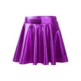 thumbnail image 1 of Sholeno Kids Girls Metallic Dance Skirt Athletic Shiny Holographic Flared Pleated A-Line Mini Skort Purple 6, 1 of 7