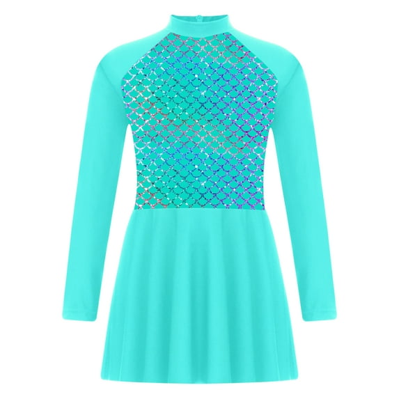 Sholeno Kids Girls One Piece Swimsuit UPF 50+ Long Sleeve Swimwear Quickly Dry Beachwear Swim Dress Green 16