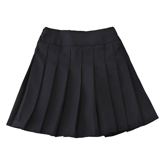 Sholeno Kids Girls Pleated Mini A-line Skirts Skater Scooter Golf Tennis Skirts School Uniform Skirts Black 110
