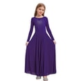 thumbnail image 1 of Sholeno Kids Girls Praise Dance Dress Long Sleeve Worship Liturgical Full Length Swing Skirt Lyrical Dancewear Purple 14, 1 of 5