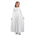 thumbnail image 1 of Sholeno Kids Girls Praise Dance Dress Long Sleeve Worship Liturgical Full Length Swing Skirt Lyrical Dancewear White 16, 1 of 5