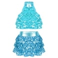 thumbnail image 1 of Sholeno Kids Girls Sequins Halter Tiered Crop Top with Skirt Latin Jazz Modern Salsa Samba Rumba Blue 10, 1 of 5