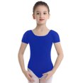 thumbnail image 1 of Sholeno Kids Girls Short Sleeve Gymnastics Leotard Ballet Dance One Piece Unitard Dancewear Bodysuit Dark Blue 3, 1 of 7