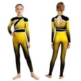 thumbnail image 1 of Sholeno Kids Girls Sparkly Full Body Gymnastics Leotard Dance Bodysuit Jumpsuit Catsuit Long Sleeve Unitard Yellow 14, 1 of 4
