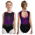 thumbnail image 1 of Sholeno Kids Girls Sparkly Gymnastics Leotard Sleeveless Crisscross Back Ballet Dance Bodysuit Shiny Activewear Purple 10, 1 of 6