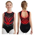 thumbnail image 1 of Sholeno Kids Girls Sparkly Gymnastics Leotard Sleeveless Crisscross Back Ballet Dance Bodysuit Shiny Activewear Red 6, 1 of 7