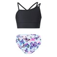 thumbnail image 1 of HULIJA Kids Girls Two Pieces Tankini Set Rash Guard Swimsuit UV Sun Protection Swimwear Beach Pool Black&Butterfly 14, 1 of 6