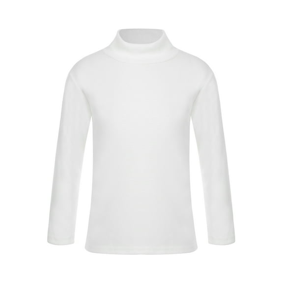 Sholeno Kids Mock Neck Base Layer Tops Long Sleeve Winter Warm Thermal Tops Running Jogging Shirts White 100