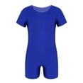 thumbnail image 1 of Sholeno Kids Short Sleeve Unitard Stretchy Shorty Biketard Ballet Dance Bodysuit Gymnastics Leotard Royal Blue 6, 1 of 7