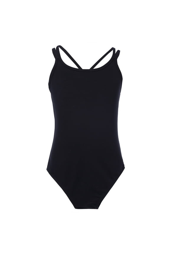 Leotard for Girls Gymnastics Criss Cross Ballet Dance Bodysuit Athletic Unitard Dancewear Black 3-4