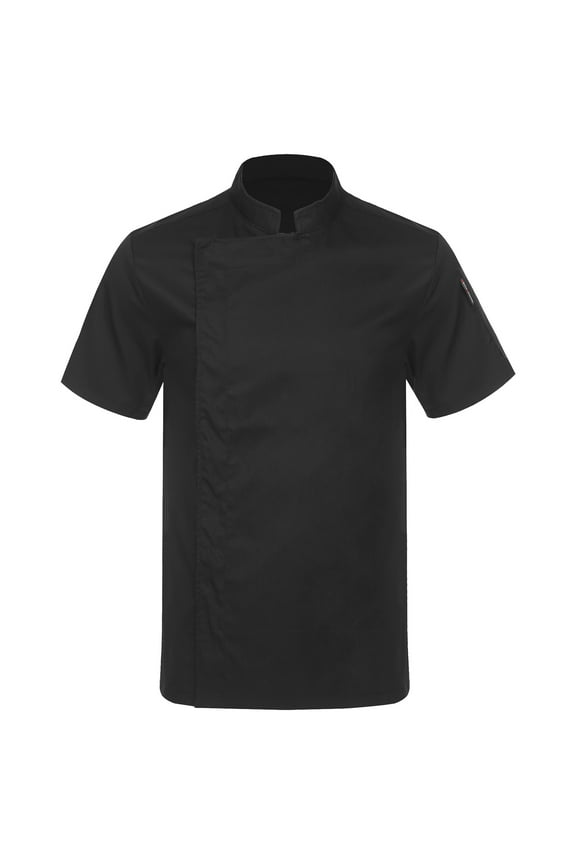 Men Unisex Classic Professional Chef Coat Chef Jacket Button-down Baking Cooking Uniform Black XL
