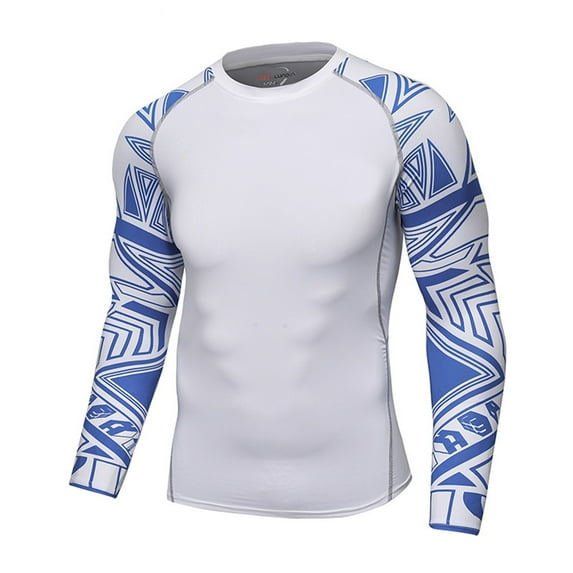 Sholeno Men's Long Sleeves Rash Guard Sun Protection Quick Dry Water Sports Compression Swim Shirts Type A L