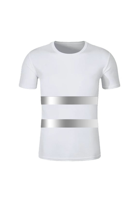 Men's Volunteer Activities Short Sleeve T-shirts Outdoor High Visibility Reflective Safety White XXL