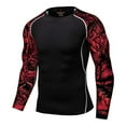thumbnail image 1 of Sholeno Mens Long Sleeves Rash Guard Shirt Top Quick Dry Surfing Diving Athletic T-Shirt Swimwear Red&Black XXL, 1 of 2