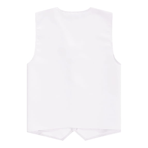 Sholeno Unisex Kids Volunteer Activity Vest Button Up Waistcoat Boys Girls Waiter Bartender Uniform White L/12