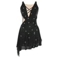 thumbnail image 1 of Sholeno Women Dance Dress Rhinestones Adorned Straps Backless Side Slit Flowy Asymmetrical Hem Dress Black S, 1 of 6