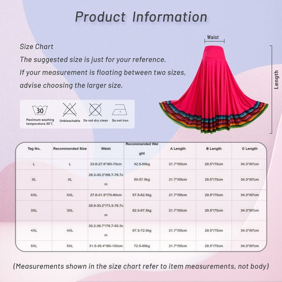 Sholeno Women Folklorico Dance Skirts Spanish Swing Skirt Mexican Flamenco Folk Dance Performance White 87cm L