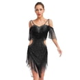 thumbnail image 1 of Sholeno Women Fringe Latin Dance Dress Irregular Rumba Tango Salsa Ballroom Dancing Cocktail Party Dress Black XXL, 1 of 5