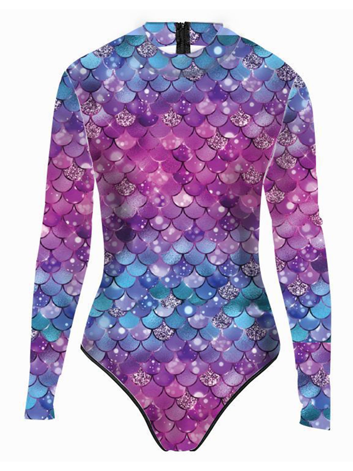 Sunset Seashells Long Sleeve One Piece Rash Guard Swimsuit, With Signature Rear Ruffles main image 0