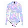 thumbnail image 1 of Sholeno Women One Piece Long Sleeve Rash Guard Swimsuit Mermaid Print Surfing Swimwear Bathing Suit Light Blue XXL, 1 of 2