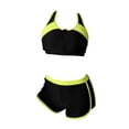 thumbnail image 1 of Sholeno Women's Workout Top & Bottom Sets Two Piece Outfits Active Wear Black&Yellow S, 1 of 5