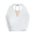 thumbnail image 1 of Sholeno Womens Sparkly Rhinestone Dance Crop Tank Tops Ruched Chiffon Cropped Blouses Activewear White XL, 1 of 5