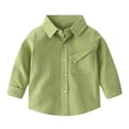 thumbnail image 1 of ShomPort 1-8 Years Infant Children Long Sleeve Shirts Button Down Lapel Solid Color Blouses Lightweight Tops with Chest Pocket, 1 of 4