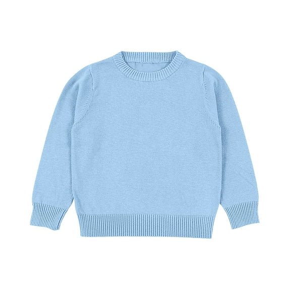 ShomPort 1-8 Years Infant Children Sweater Knitted Long Sleeve Crewneck Oversized Tops Solid Color Fall Winter Pullover Tees