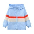 thumbnail image 1 of ShomPort 2-10 Years Infant Kids Jacket Striped Color Block Long Sleeve Casual Windbreaker Lightweight Outwear with Hooded, 1 of 8