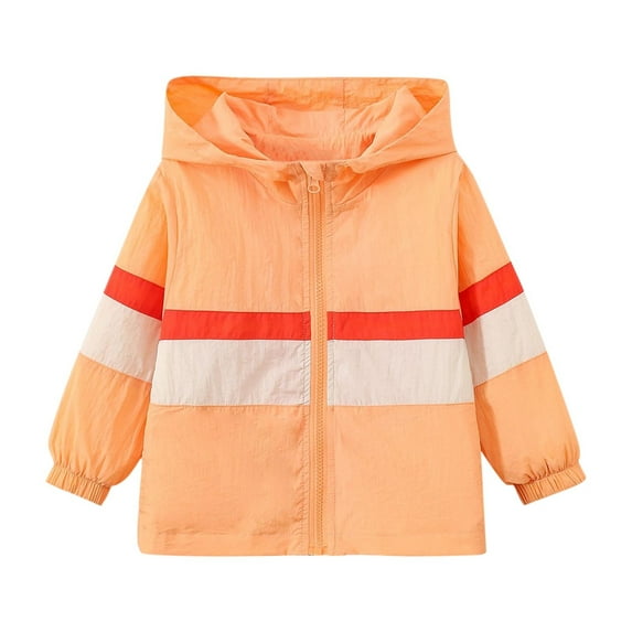 ShomPort 2-10 Years Infant Kids Jacket Striped Color Block Long Sleeve Casual Windbreaker Lightweight Outwear with Hooded