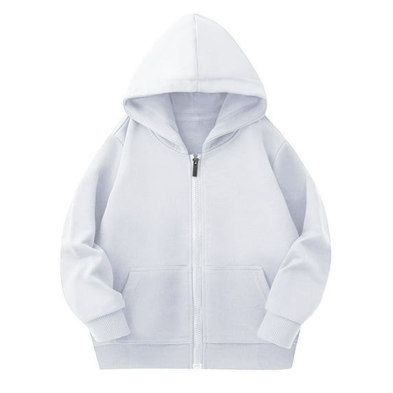 ShomPort 2-11 Years Toddler Children Sweatshirt Cotton Solid Color Full Zip Long Sleeve Hoodies Thick Clothes with Pockets