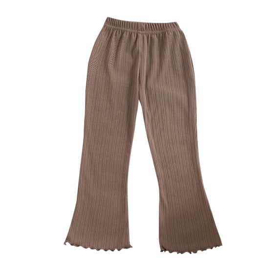 ShomPort 2-13 Years Flare Pants for Girls Full Length Elastic Waist Comfy Solid Color Trousers Lightweight Soft Daily Pants