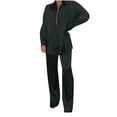 thumbnail image 1 of ShomPort 2 Piece Outfits for Women Casual Long Sleeve Button down Shirt Wide Leg Pants Sets Solid Color Business Suits, 1 of 8