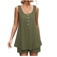 thumbnail image 1 of ShomPort 2 Piece Set for Women Summer Pajama Suits Scoop Neck Sleeveless Tunics and Wide Leg Shorts Casual Outfits, 1 of 7