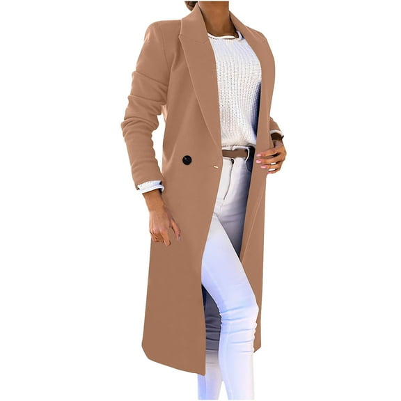 ShomPort Women Oversized Winter Coats Single-Breasted Coat Casual Lapel Collar Open Front Mid Long Jackets