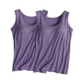 thumbnail image 1 of ShomPort 2PC Plus Size Pajamas for Womens Sleeveless Crewneck Solid Color Smoothing Nightwear Built-in-Bra Smoothing Sleepwear, 1 of 2