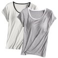 thumbnail image 1 of ShomPort 2PCS Sleep T-Shirt for Women Comfortable Built-In Bra Tops Round Neck Short Sleeve Tees Loungewear, 1 of 2