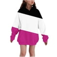 thumbnail image 1 of ShomPort 3-14 Years Girls Boys Hoodies Color Block Long Sleeve Loose Sweatshirt with Pocket Breathable Workout Tops, 1 of 5