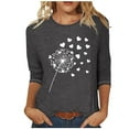 thumbnail image 1 of ShomPort 3/4 Sleeve Tops for Women Casual Crew Neck Graphic Print Pullovers Solid Color Basic T-Shirts, 1 of 3