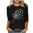 thumbnail image 1 of ShomPort 3/4 Sleeve Tops for Women Casual Crew Neck Graphic Print Pullovers Solid Color Basic T-Shirts, 1 of 3