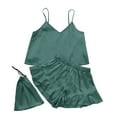 thumbnail image 1 of ShomPort 3 PCS Silk Pajama Set for Women Satin Sleeveless Cami Tops and Comfy Elatic Waist Shorts Sleepwear, 1 of 5