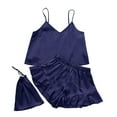 thumbnail image 1 of ShomPort 3 PCS Silk Pajama Set for Women Satin Sleeveless Cami Tops and Comfy Elatic Waist Shorts Sleepwear, 1 of 5